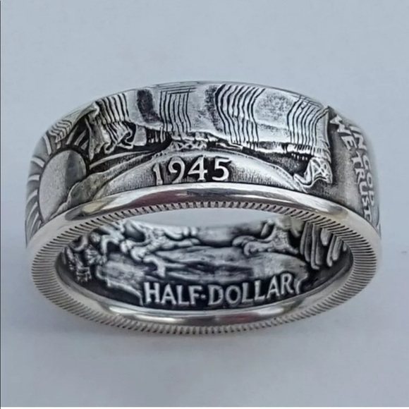 New Half Dollar Silver Color Coin Ring - Picture 3 of 4